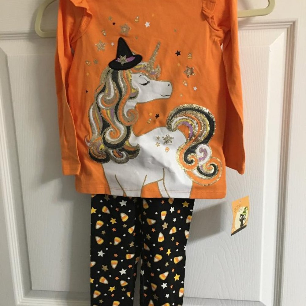 Unicorn Halloween Set of Pants & Top Adorable NEW  Ki1  3-4 Yrs
